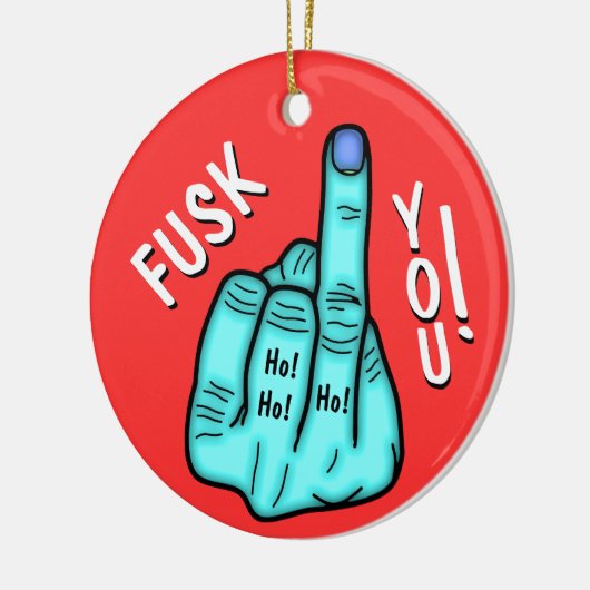 Fake F-bom grap & vrolijke Xmas wensen v2 Keramisch Ornament (Links)