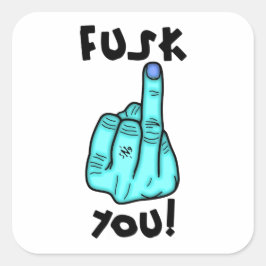 Fake f-bom & nepmiddelvinger grap v2.2 vierkante sticker