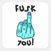 Fake f-bom & nepmiddelvinger grap v2.2 vierkante sticker (Voorkant)