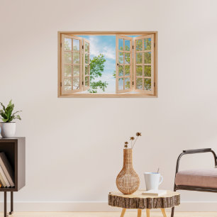 Fake Faux Window met Summer Sky uitzicht Poster