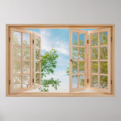 Fake Faux Window met Summer Sky uitzicht Poster (Voorkant)