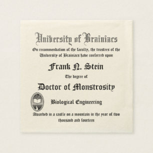 Fake Frankenstein Diploma napkin Servet