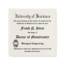 Fake Frankenstein Diploma servet