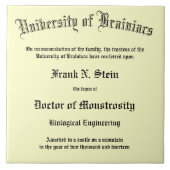 Fake Frankenstein Diploma tile Tegeltje (Voorkant)
