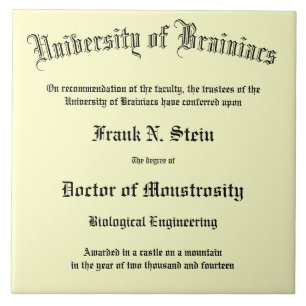 Fake Frankenstein Diploma tile Tegeltje