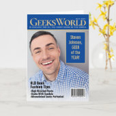 Fake GeeksWorld Magazine voegt uw eigen foto's toe Kaart (Gele Bloem)