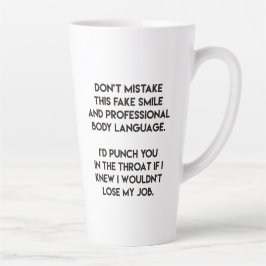 Fake glimlach - Funny, Sarcastic Quote Latte Mok