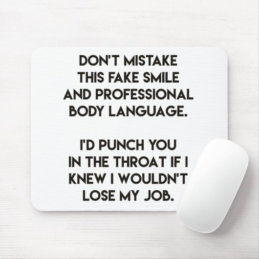 Fake glimlach - Grappig, sarcastisch citaat Muismat (Met muis)