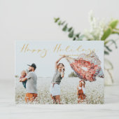 Fake Gold Minimalist Happy Holidays Modern Script (Staand voorkant)