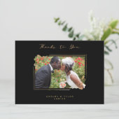Fake Golden Branches Fancy Calligraphy Photo Bedankkaart (Staand voorkant)