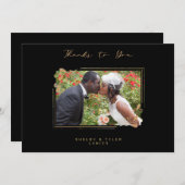 Fake Golden Branches Fancy Calligraphy Photo Bedankkaart (Voorkant / Achterkant)