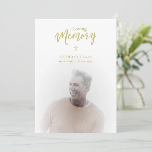Fake Golden In Loving Memory Photo Funeral (Staand voorkant)