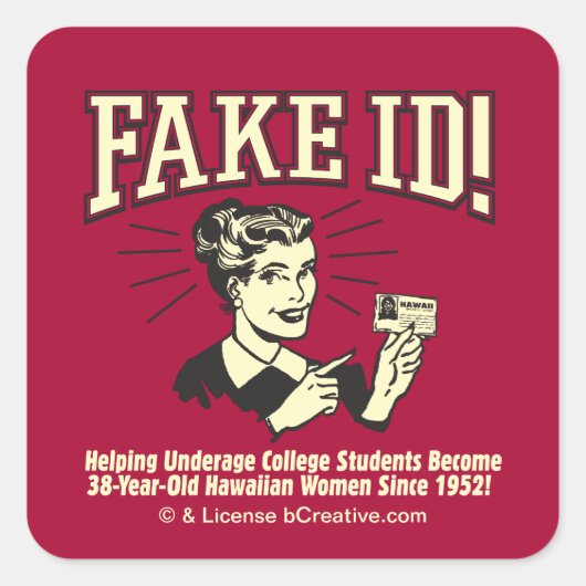 Fake ID: Onderage College Hawaiian Vierkante Sticker (Voorkant)