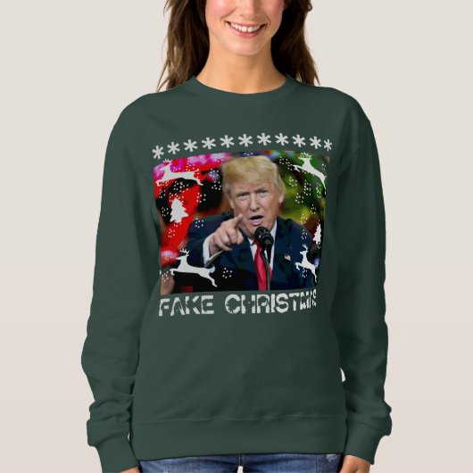 Fake Kerstmis Donald Trump Ugly met kerstkeuken Trui (Voorkant)