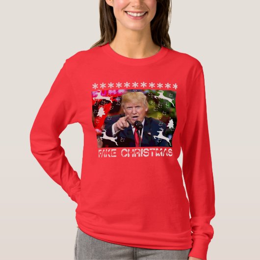 Fake Kerstmis Trump Ugly KerstSweater, vrouwen T-shirt (Voorkant)
