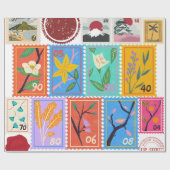 Fake Masterpiece Random Stamps Collage Collectie Cadeaupapier (Vlak)