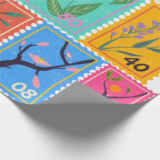 Fake Masterpiece Random Stamps Collage Collectie Cadeaupapier (Hoek)