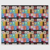 Fake Masterpiece Random Stamps Collage Collectie Cadeaupapier (Vlak)