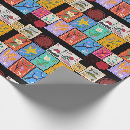 Fake Masterpiece Random Stamps Collage Collectie Cadeaupapier (Hoek)