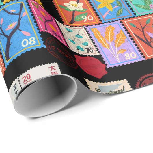 Fake Masterpiece Random Stamps Collage Collectie Cadeaupapier (Rol Hoek)