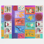Fake Masterpiece Random Stamps Collage Collectie Fleece Deken (Voorkant (Horizontaal))
