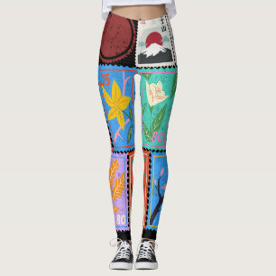 Fake Masterpiece Random Stamps Collage Collectie Leggings