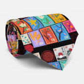 Fake Masterpiece Random Stamps Collage Collectie Stropdas (Opgerold)