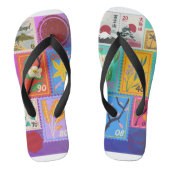 Fake Masterpiece Random Stamps Collage Collectie Teenslippers (Voetbed)