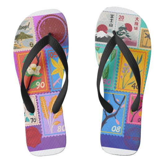 Fake Masterpiece Random Stamps Collage Collectie Teenslippers (Voetbed)