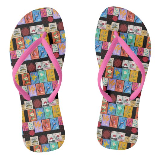 Fake Masterpiece Random Stamps Collage Collectie Teenslippers (Voetbed)