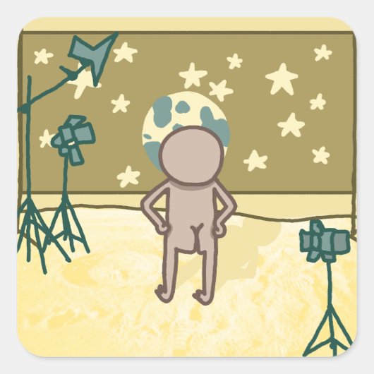 Fake Moon Landing Joke Sticker (Voorkant)