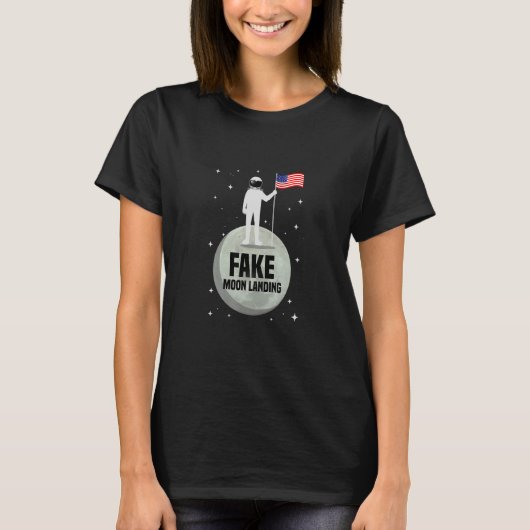 Fake Moon Landing Science Skeptic Government Hoax T-shirt (Voorkant)