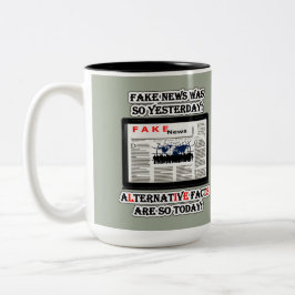 Fake News and Alternative Facts 15 oz Two-Tone Mok