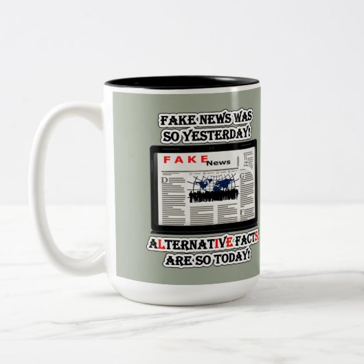 Fake News and Alternative Facts 15 oz Two-Tone Mok (Links)