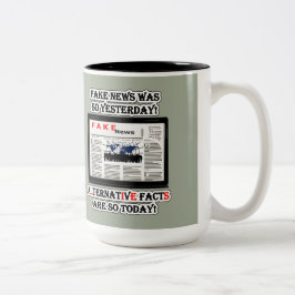Fake News and Alternative Facts 15 oz Two-Tone Mok