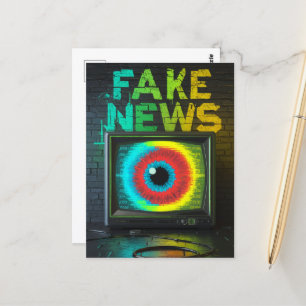 Fake Nieuws Retro TV Eyeball Glitch Briefkaart