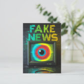 Fake Nieuws Retro TV Eyeball Glitch Briefkaart (Staand voorkant)