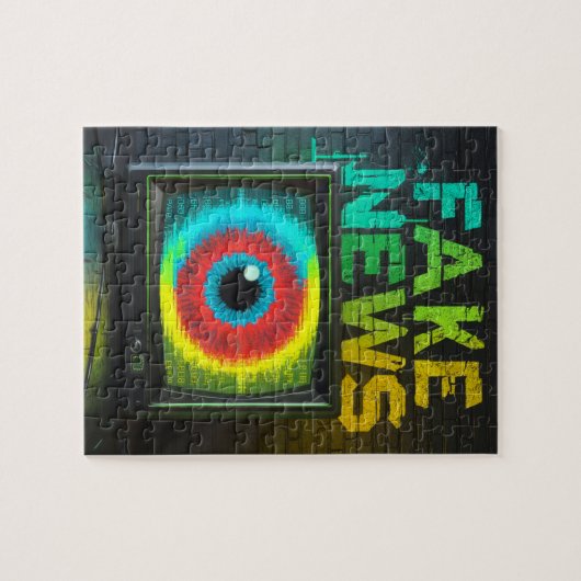 Fake Nieuws Retro TV Eyeball Glitch Legpuzzel (Horizontaal)