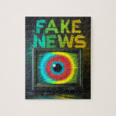 Fake Nieuws Retro TV Eyeball Glitch Legpuzzel (Verticaal)