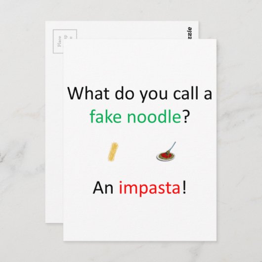 Fake Noodle Joke Briefkaart (Voorkant / Achterkant)