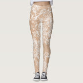 Fake-out Witte kant Bloemen Kolibries Leggings (Voorkant)