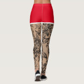 Fake-out Zwart Kant Bloemen Rode Shorts Leggings (Achterkant)