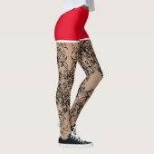 Fake-out Zwart Kant Bloemen Rode Shorts Leggings (Rechts)