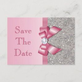 Fake Pink Bow Diamonds redden het Baby shower Date Save The Date