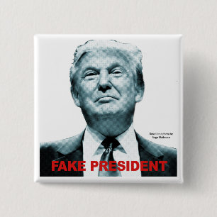 Fake President (Trump) Vierkante Button 5,1 Cm
