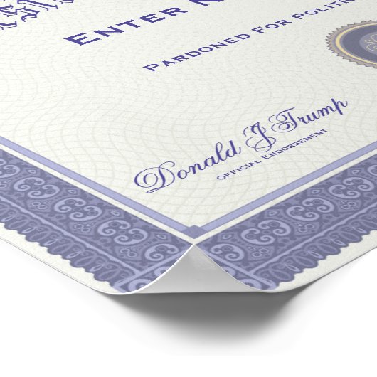 Fake Presidential Pardon Jouw tekst Poster (Hoek)