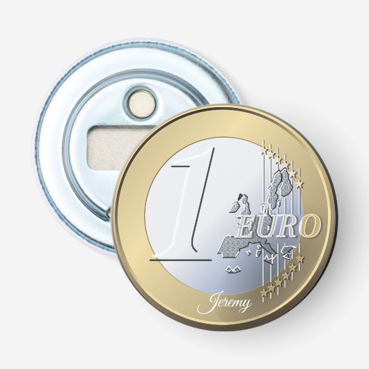 Fake Silver Euro Coin Button Flesopener (Voorkant)