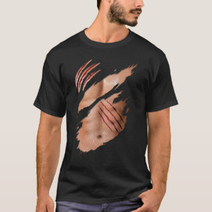 Fake Six Pack ABS Buff Body Claw Krassen Kostuum T-shirt