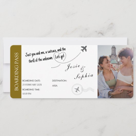 Fake Ticket Boarding Pass Travel Thema Gift Kaart (Voorkant)