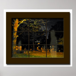 Fake Window Graveyard Halloween Prop Haunted House Poster